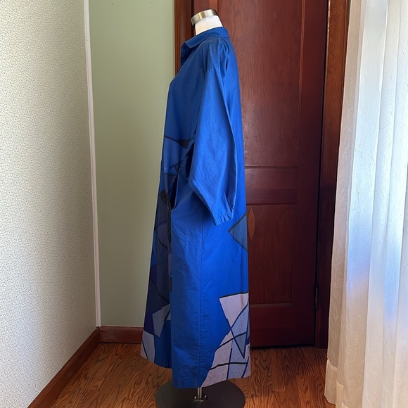 VINTAGE Marimekko Blue Abstract Dress, Size 42 (US XL) - Picture 5 of 8